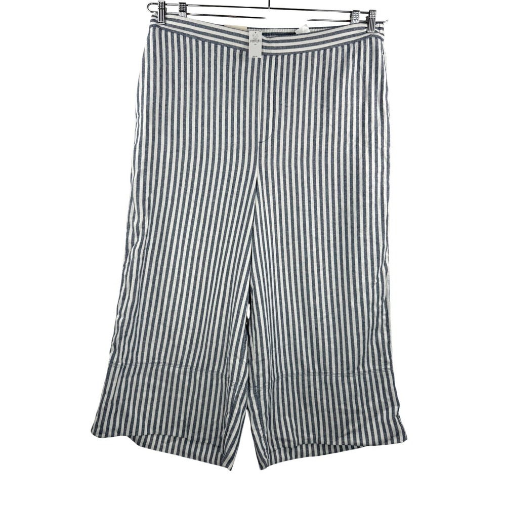Banana Republic Wide Leg Cropped Pants Striped Linen Blend 90s sz XXL‎